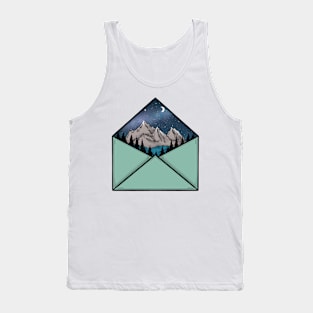 Adventure Awaits Mountain scape Ink Illustration Tank Top